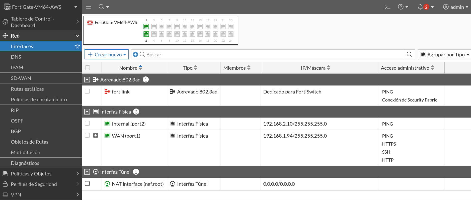 Verificación de interfaces en FortiGate