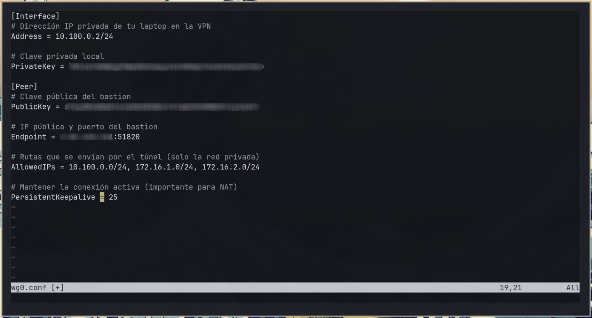 Archivo de config local para wireguard